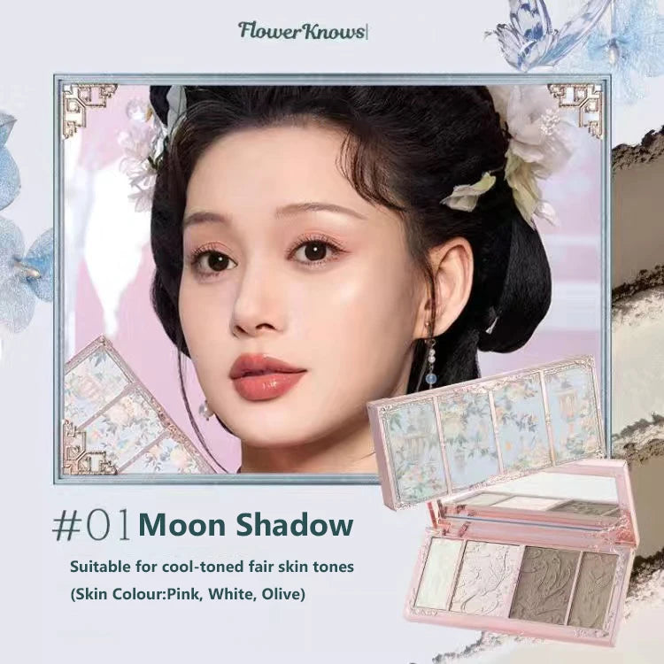 Flower Knows Makeup Butterfly Cloud Collar Collection Embossed Highlight&Contour Palette Face Powder Iluminador Contouring Kit