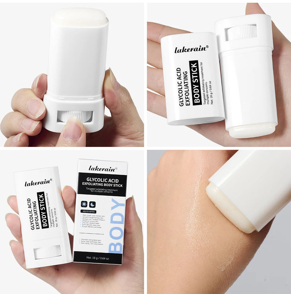 Lakerain Exfoliating Body Stick Multiple Glycolic Acid Cleaning Long-lasting Moisturizing Nourishing Smoothing Skin Care