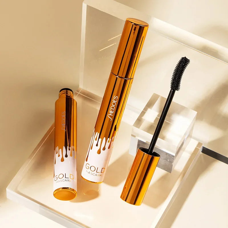 3D Mascara Lengthening Black Lash Eyelash Extension Eye Lashes Brush Beauty Makeup Long-wearing Gold Color Mascara