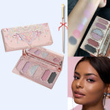 Flower Knows Swan Ballet 6 Color Eyeshadow Palette Matte Shimmer Pearl Glitter Waterproof Highly Pigmented Long Lasting Makeup