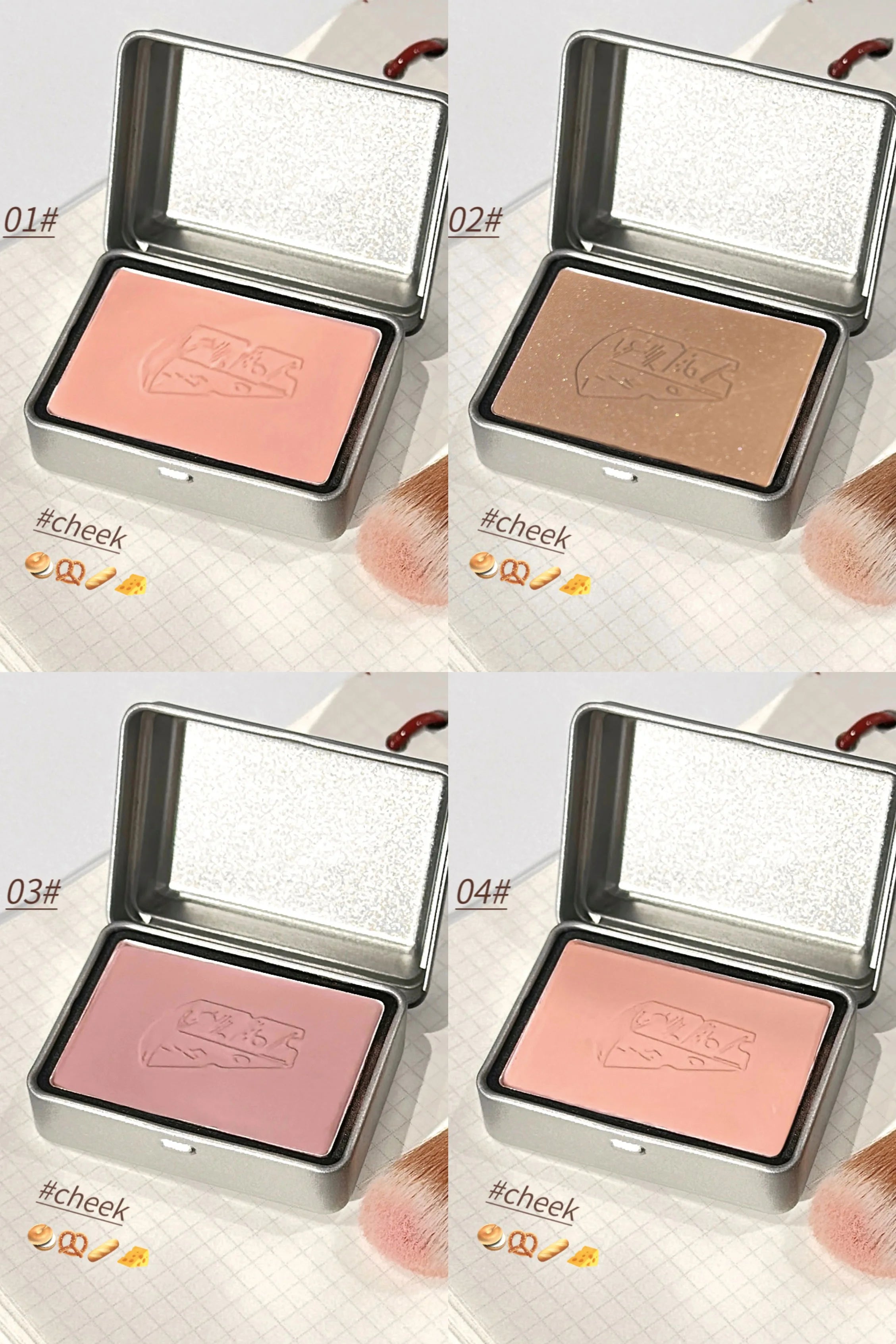 BLACKNANA Square Iron Box Single Color Blush Cream Low Saturation Gray Pink Long-lasting Makeup Tender Rouge