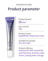 O'CHEAL Anti Wrinkle Anti Dark Circle Eye Cream Roller Massager Moisturizing Eye Bags Anti Aging Hyaluronic Acid Eye Skin Care
