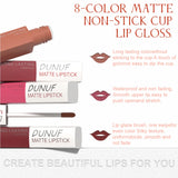 6Pcs/8Pcs Matte Color Lasting Lip Gloss Set Three-Dimensional Plastic Lips Waterproof Anti-Sweat Non-Stick Cup Lipstick Set