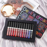 12 Lip Gloss Set Box for Halloween and Christmas Makeup with Pearlescent Shining, Waterproof, Durable, Natural Makeup, Shining,