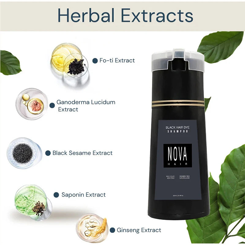 Nova Hair Dyeing Shampoo Hair Instant Dye 3-in-1 Shampoo Men Women Fluffy Oil Control Hair Care Products Nourish Hair Shampoo