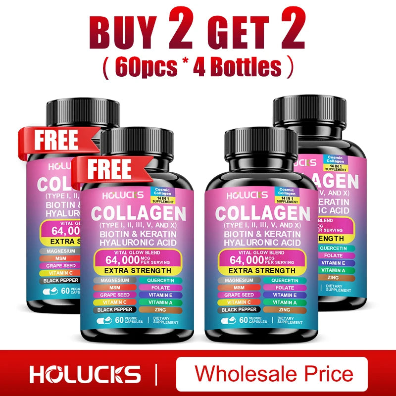 High Strength Collagen Complex, with Biotin, Hyaluronic Acid, Antioxidant, for Firm Skin, Strong Joints, Bone, Hair and Nails