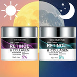 Retinol & Collagen Day Night Moisturizer with Hyaluronic Acid - Hydrating Face Cream for Tender Skin | All Skin Types Organic Fo