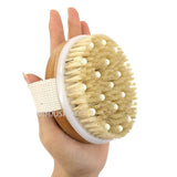 2 In 1 Dry Skin Body Massage Brush Natural Bristle Dead Skin Remover Anti Cellulite Exfoliates Blood Circulation Massage Tools