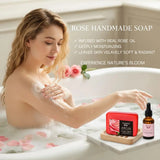 Rose essential oil soap deeply cleanses your face and body, leaving a long-lasting fragrance while moisturizing and hydrating