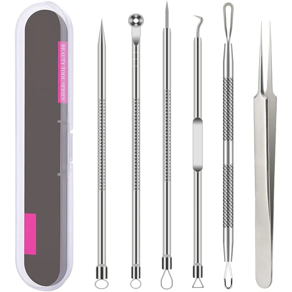 6PCS Pimple Removal Tool Blackheads Acne Remover Face Cleaning Kit Black Dots Remover Acne Tool Pimple Patches Acne LBHL16