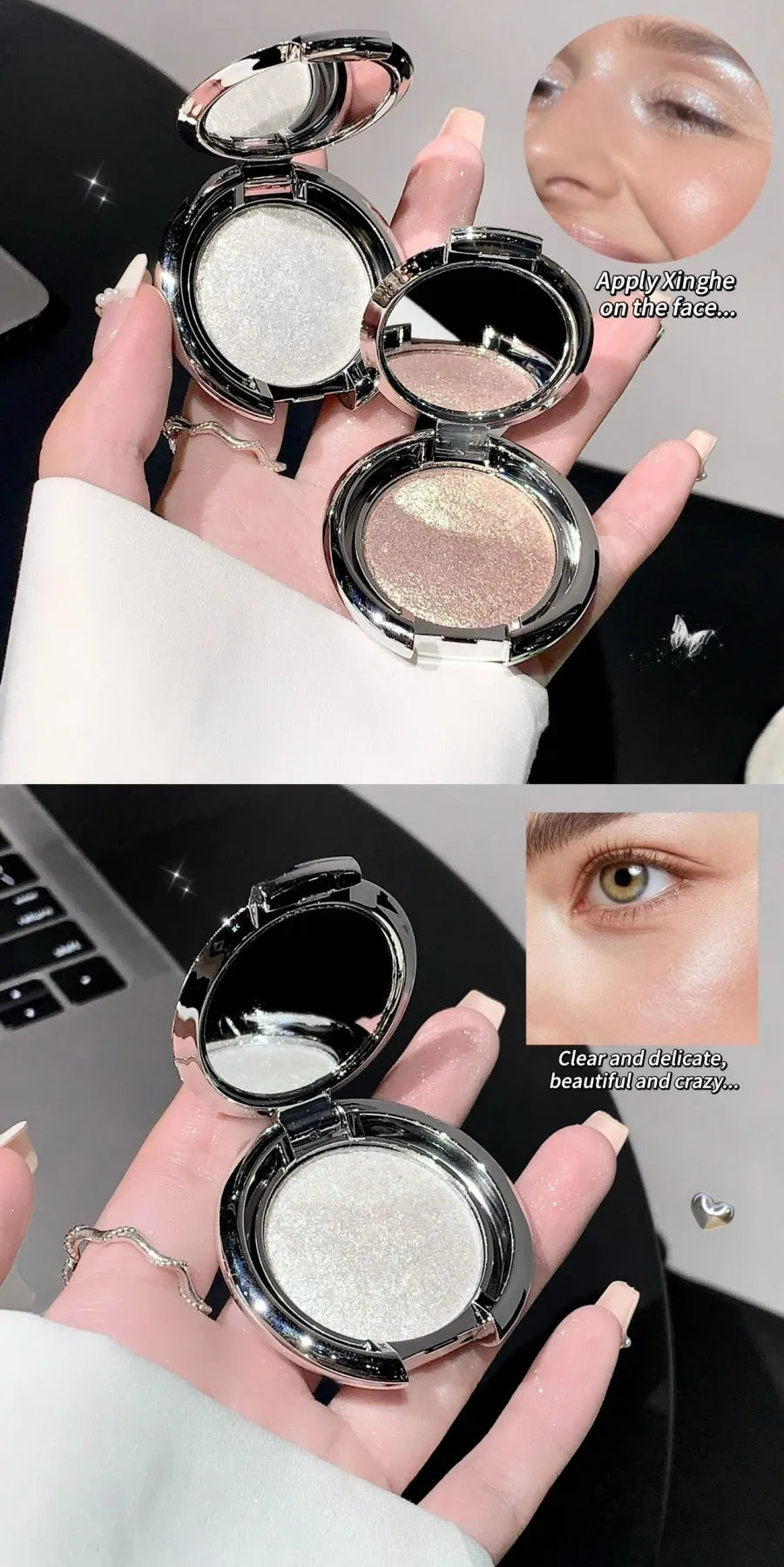 SHAQINUO Highlighter Cream, Radiant Shimmer Powder, Smooth with Potato Mash Texture, Long-lasting, Non-Flaking for Highlighting