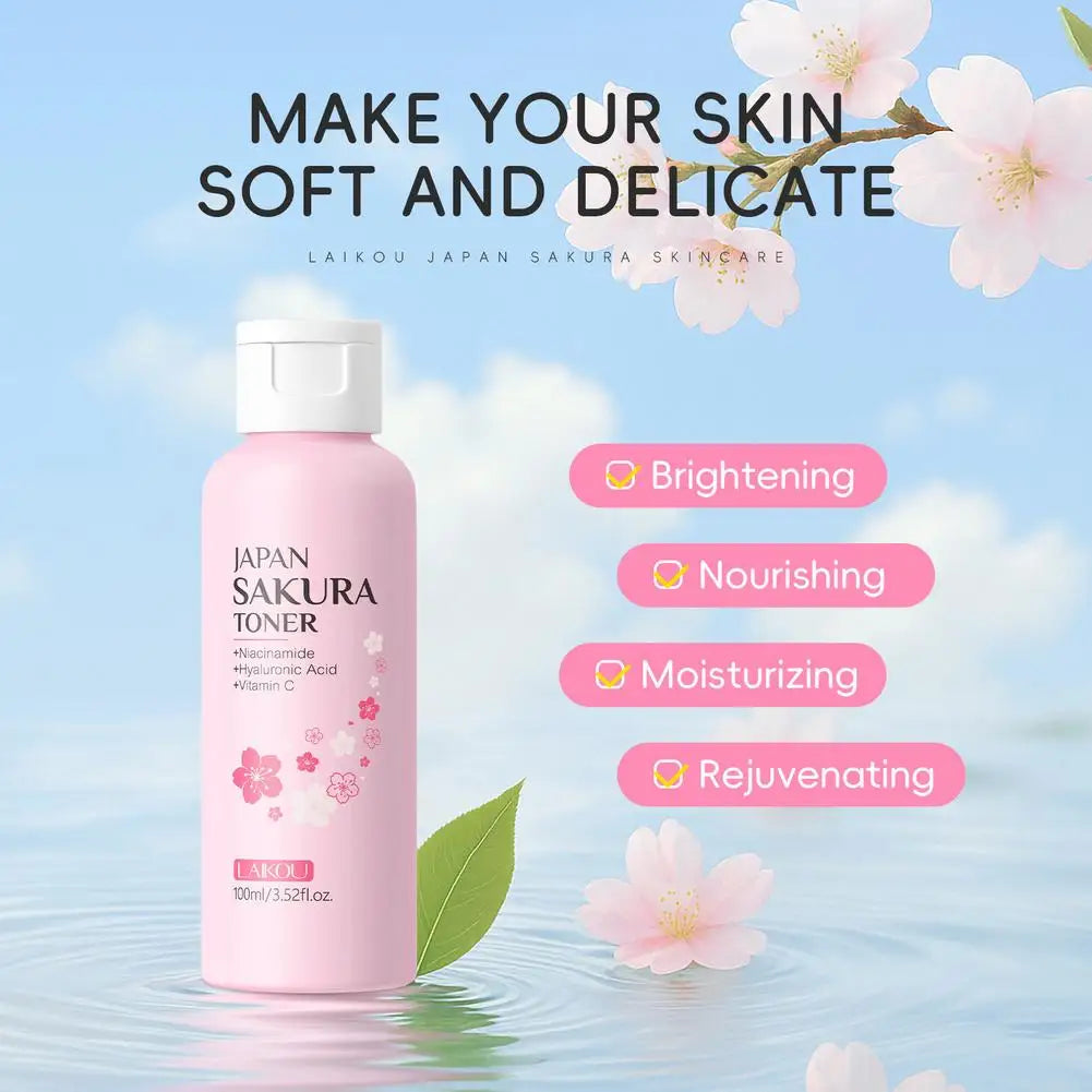 100ML Sakura Face Toner Brightening Hydrating Moisturizing Oil Control Deep Hydration Moisturizer Feels Light Serum Skin Care