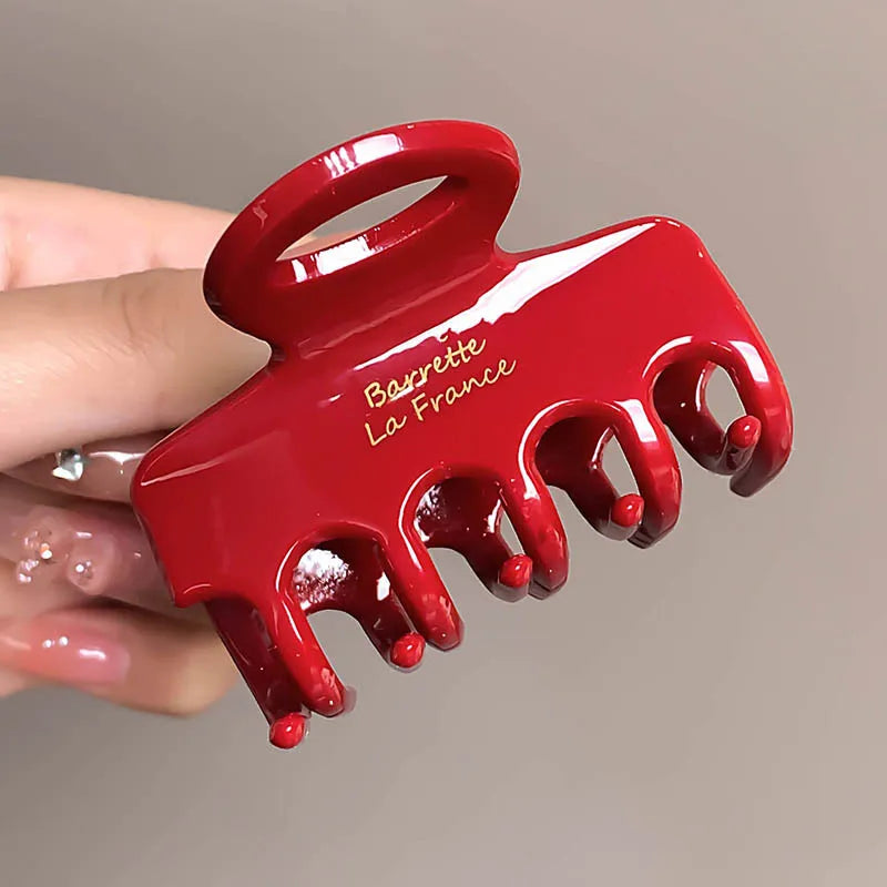 Red Acetate Hair Crabs 5.5cm Long Hair Clips for Girls And Women Korean Fashion Tie up Hair Accessories