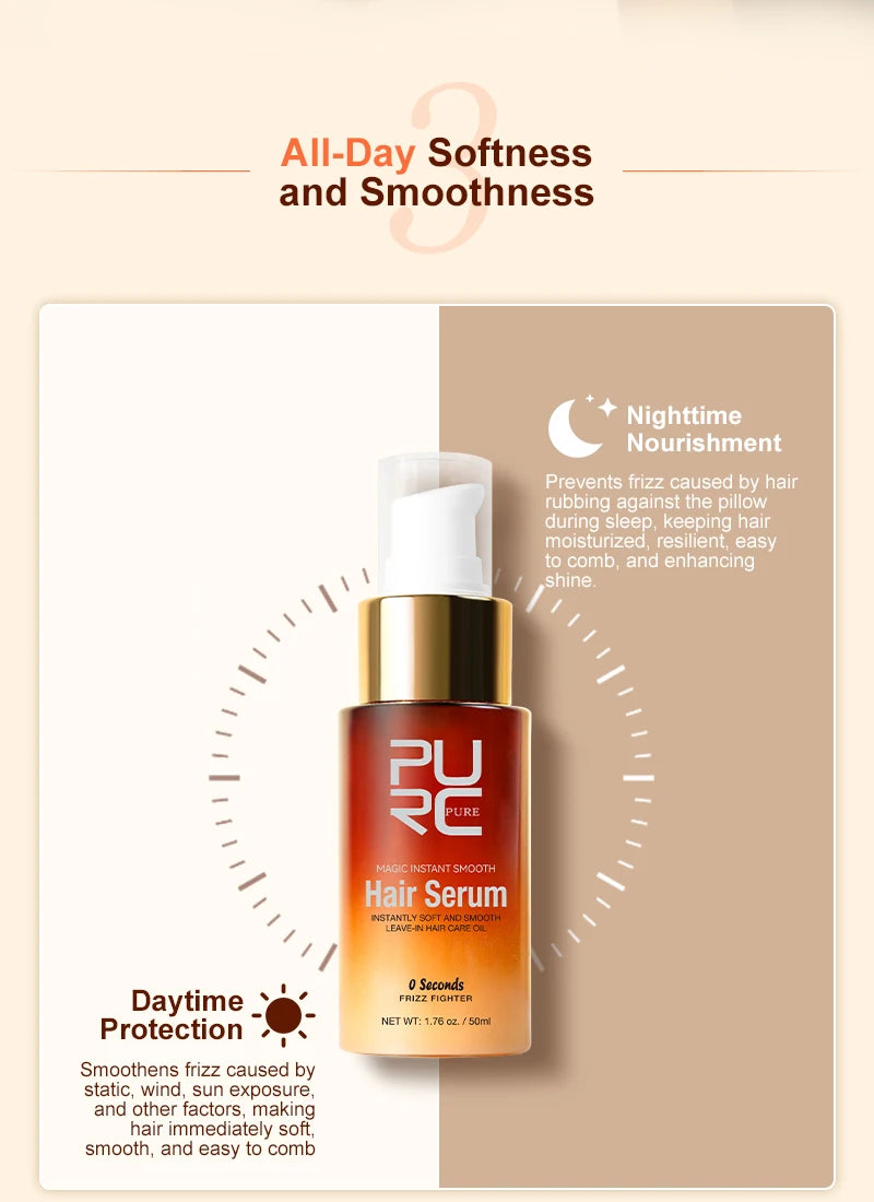 PURC Magic Instant Smooth Hair Serum Nourishing Repair Damaged Leave-In Hair Oil Anti-Frizz Softness Hair Care