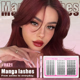 WOSHEER Manga Lash Clusters Kit Cat Lashes with Lash Bond & Seal Cluster Eyelash Extensions Mixed Tray Eyelash Clusters Kit