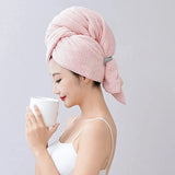 Super Absorbent Elastic Band Head Towel for Women's Hair Drying - Extra Large Microfiber Hair Towel Wrap with Headband