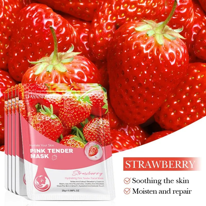 10Pcs Fruits Facial Masks for Face Skincare Moisturizing Brightening Hydrating Firmingface Mask Beauty Face Skin Care Products