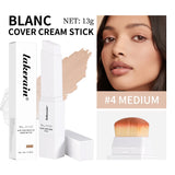Foundation Stick Color Changing Foundation with Detachable Brush Blanc Cover Cream Stick Changing Hight Coverage Base Makeup