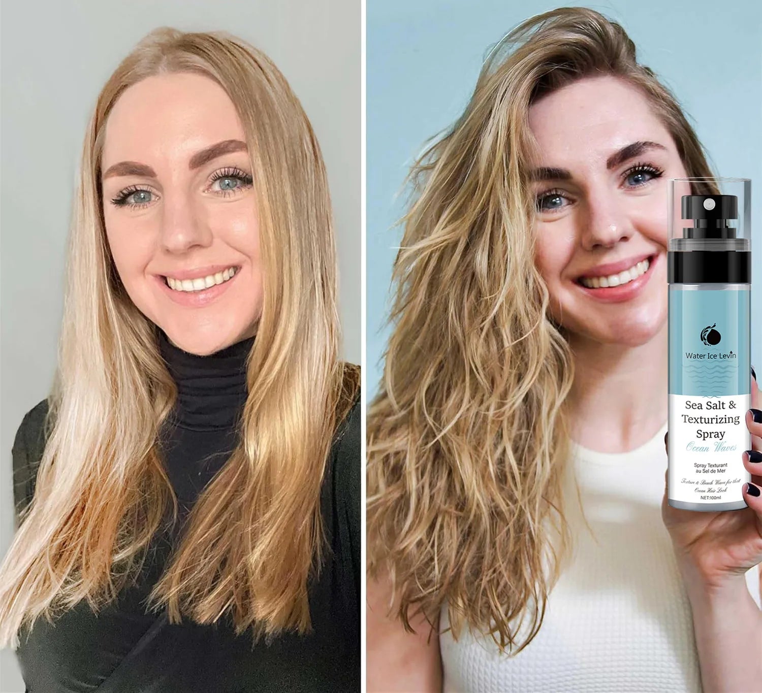 Sea Salt Spray, Suitable for Adult Men and Women, Liquid Hair Styling Product, Contains Moisturizing Aloe Vera and Seaweed Formula, Suitable for Dry Hair, Moisturizing and Refreshing