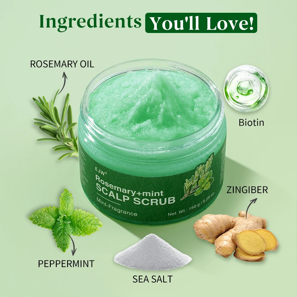 Hair Growth Spray,Scalp Scrub,Rosemary Scalp Exfoliator Scrub Shampoo,Hair Booster Serum,Strengthens Hair Roots,Helps Strengthen