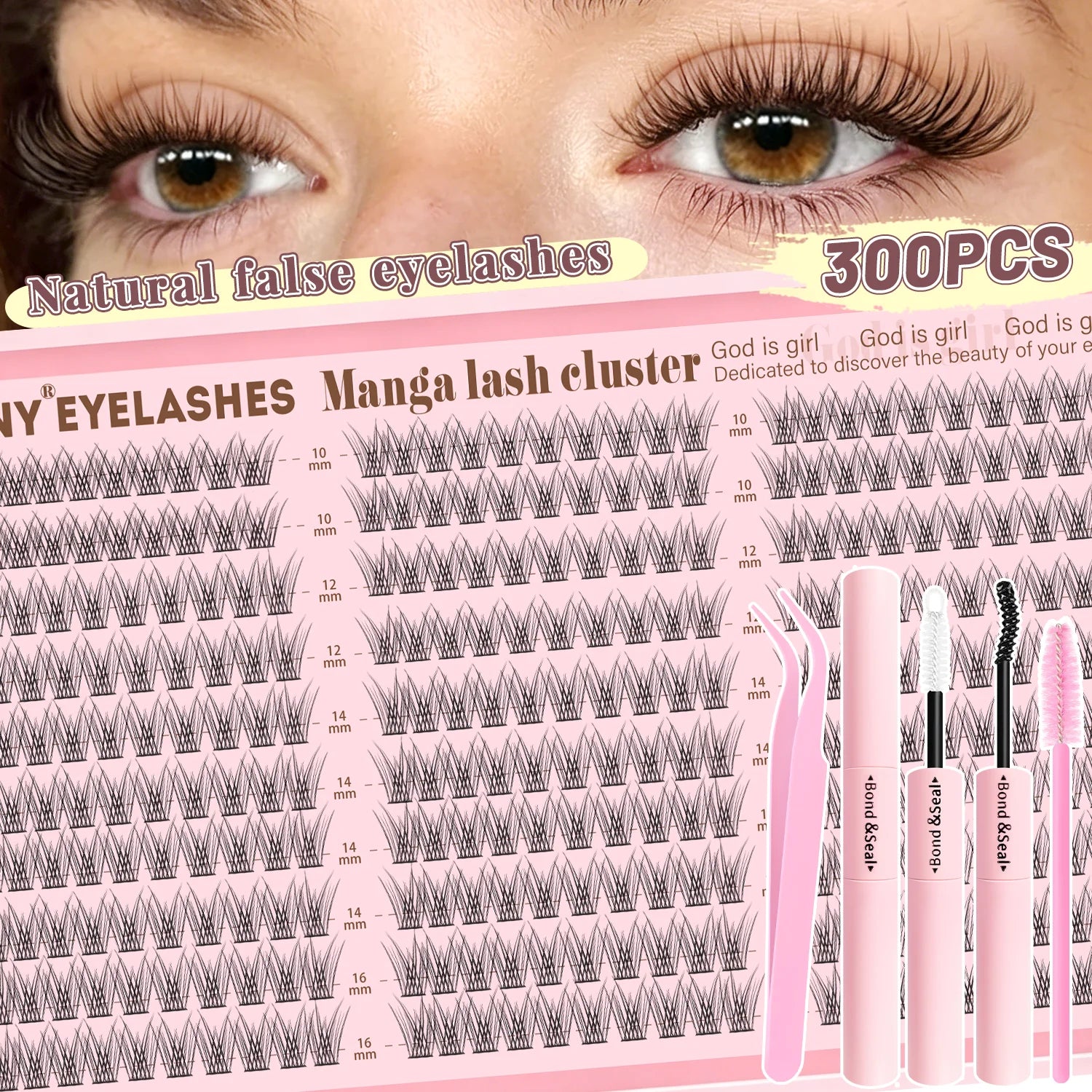 720/200pcs eyelash Extension Kit Fluffy Eyelash Extension kit with Lash Bond and Seal Lash Tweezers Thick Lash Clusters Wispy