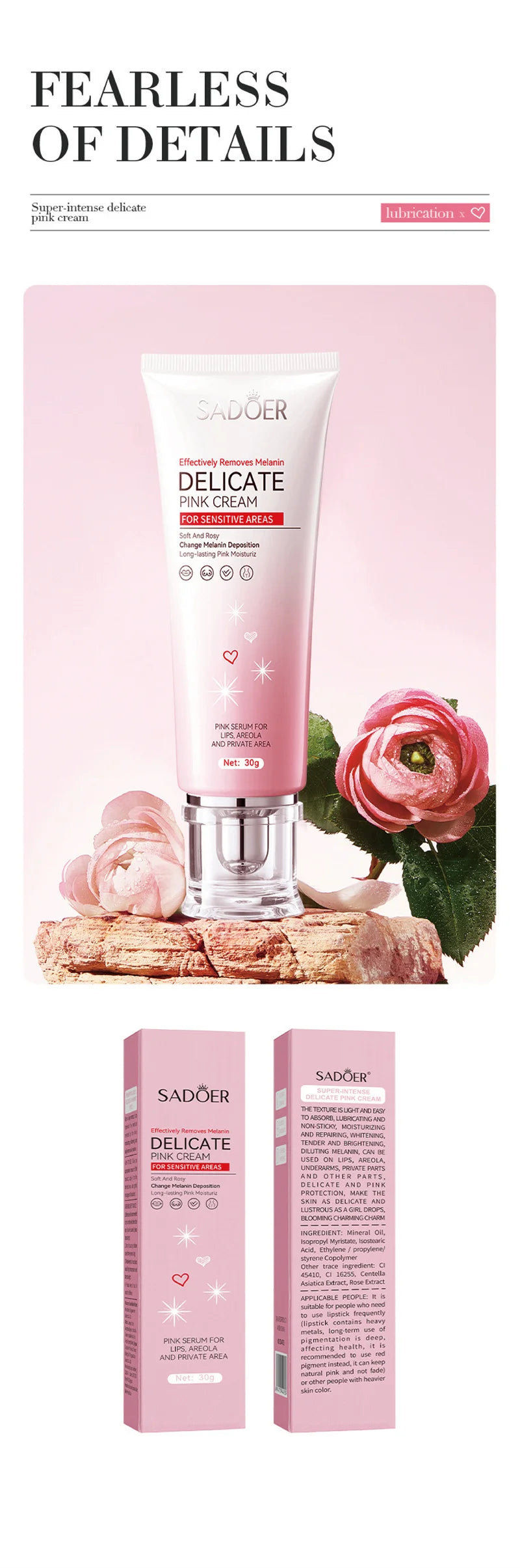 2pcs  Body Cream Lighten Melanin Pink Underarm Knees Inner Thighs Bleaching Cream Moisturizing Brightening Skin Care