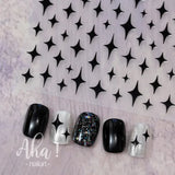 Adhesive stickers with European and American style cross snake black and white wave dot hot silver line letter nail stickers