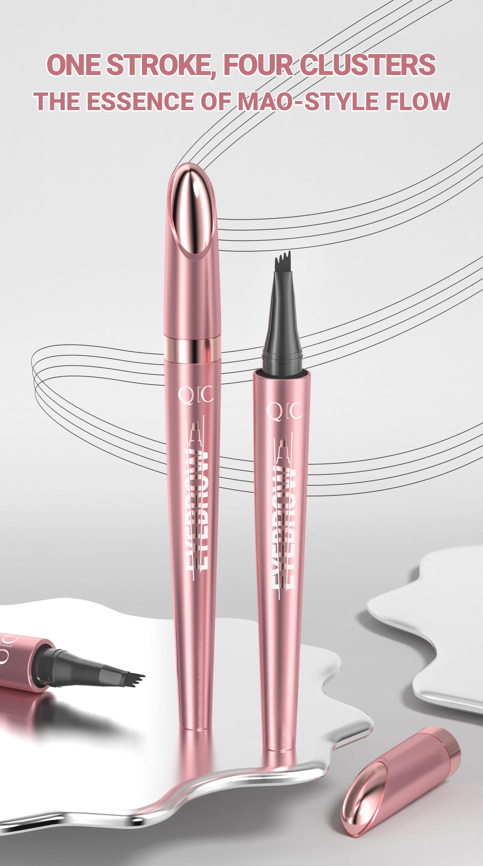Four Claw Liquid Eyebrow Pen Waterproof Sweatproof Long Lasting 3D Wild Brow Microblading Makeup for Beginners