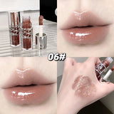 Gege Bear Glittering Mirror Lip Glaze, Watery Shimmering Light Lip Gloss Makeup 8 Colors, Hydrating Moisturizing, Long Lasting