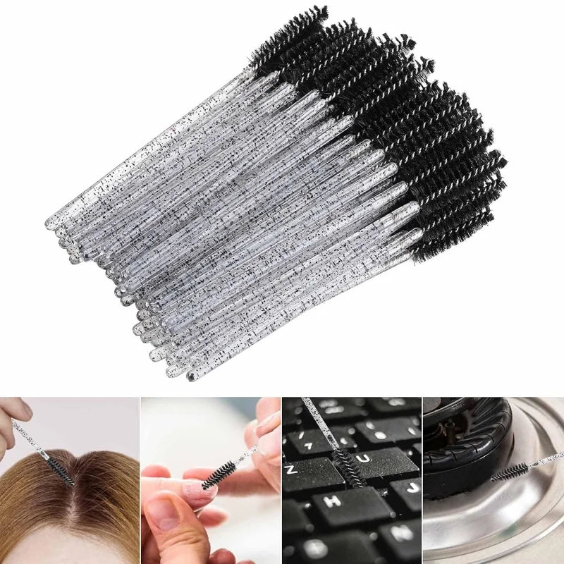 25/50/100 Pcs Eyelash Brushes Mascara Wands Eyelash Makeup Brush Spoolies for Eyebrow Eye Lash Extension Removing Beauty Tools