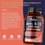 Vitamin B12 - 5000 MCG Supplement -Benefits Brain & Heart Function, Supports Memory, Learning, Helps Boost Natural Energy