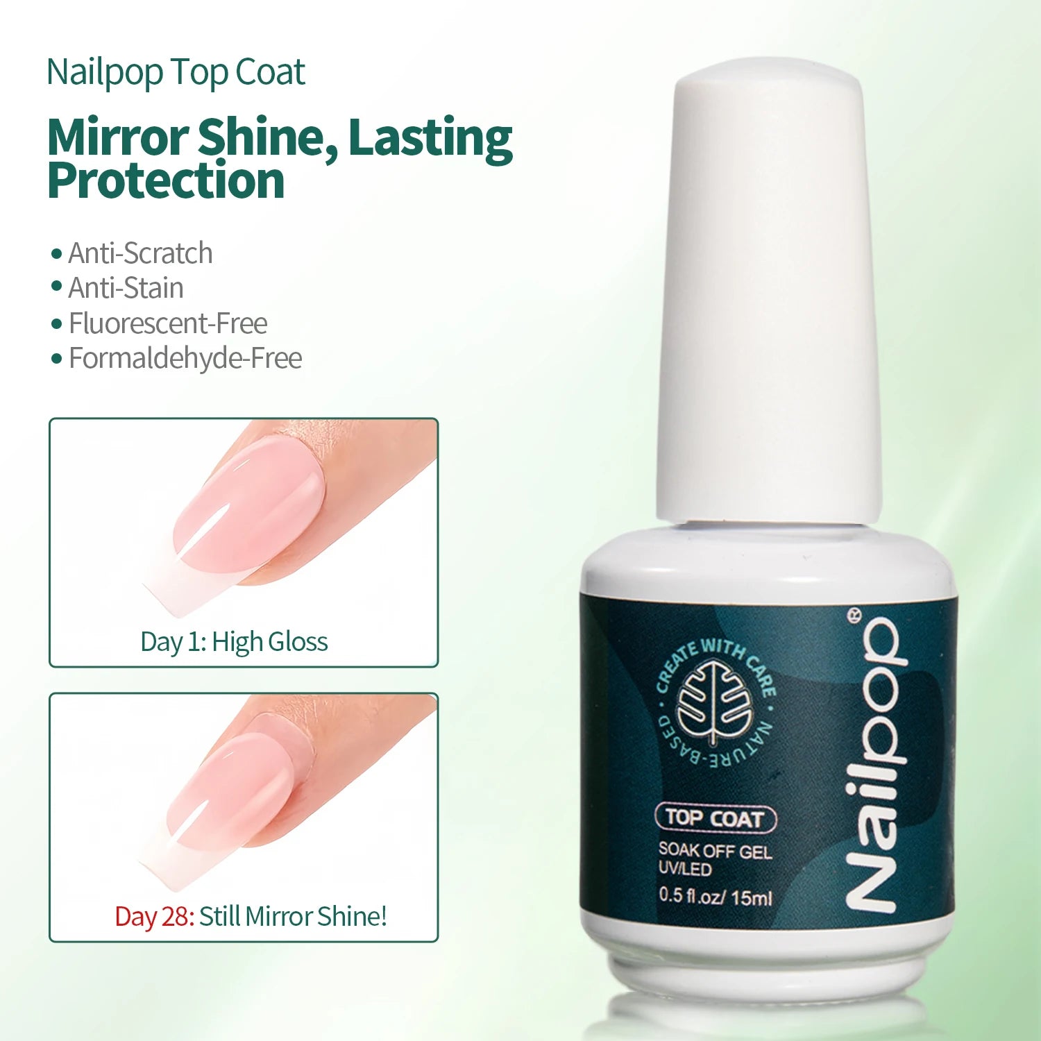 Nailpop 7 IN 1 Nail Glue Gel 15ml Gellack UV Nails Builder Gel Apex & Extension Soak off Base Gel Top Coat  HEMA FREE