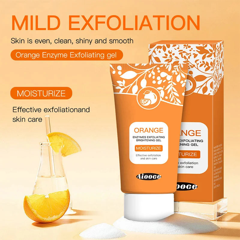 Orange Exfoliating Brightening Gel,Face Body Moisturizing Peeling Scrub,Deep gentle Cleaning Pores,Remove Blackheads Exfoliator