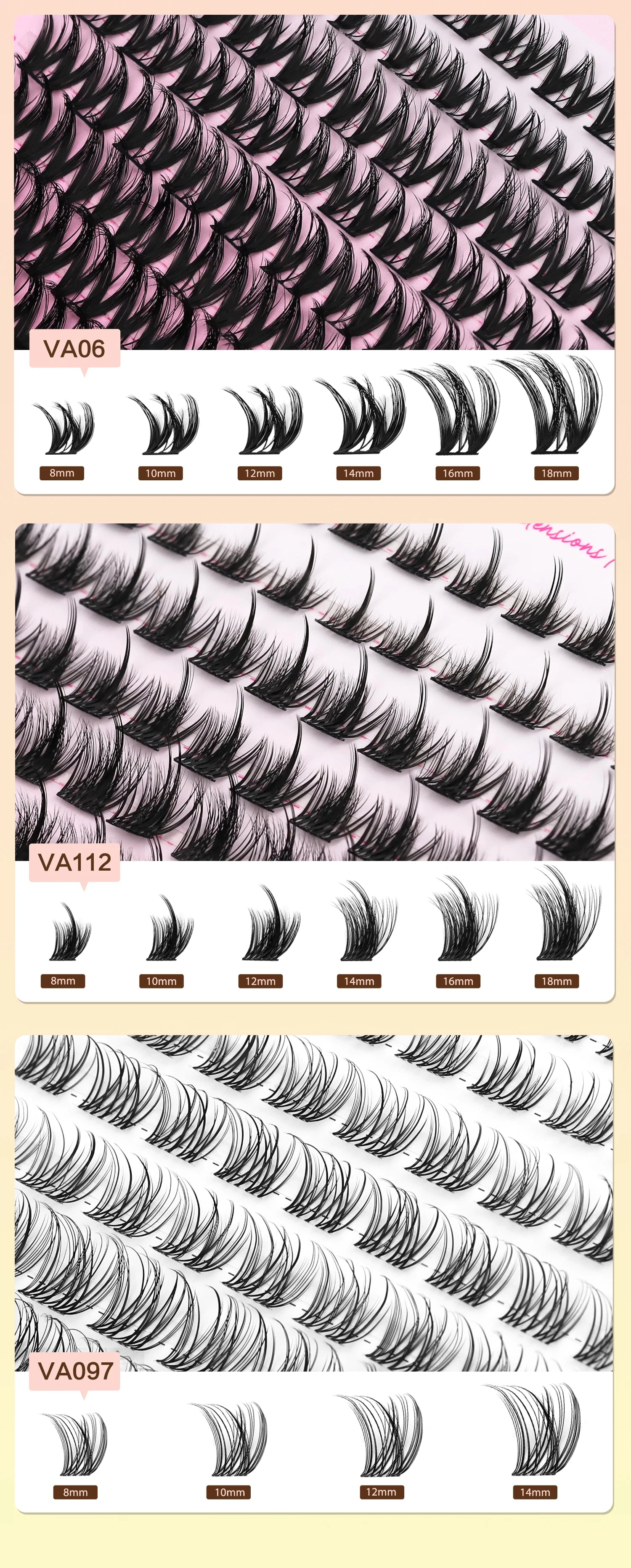 WOSHEER Eyelash Clusters Kit Thick Individual Lashes Lash Bond And Seal And Remover Faux Mink Lashes Eyelash Extension DIY