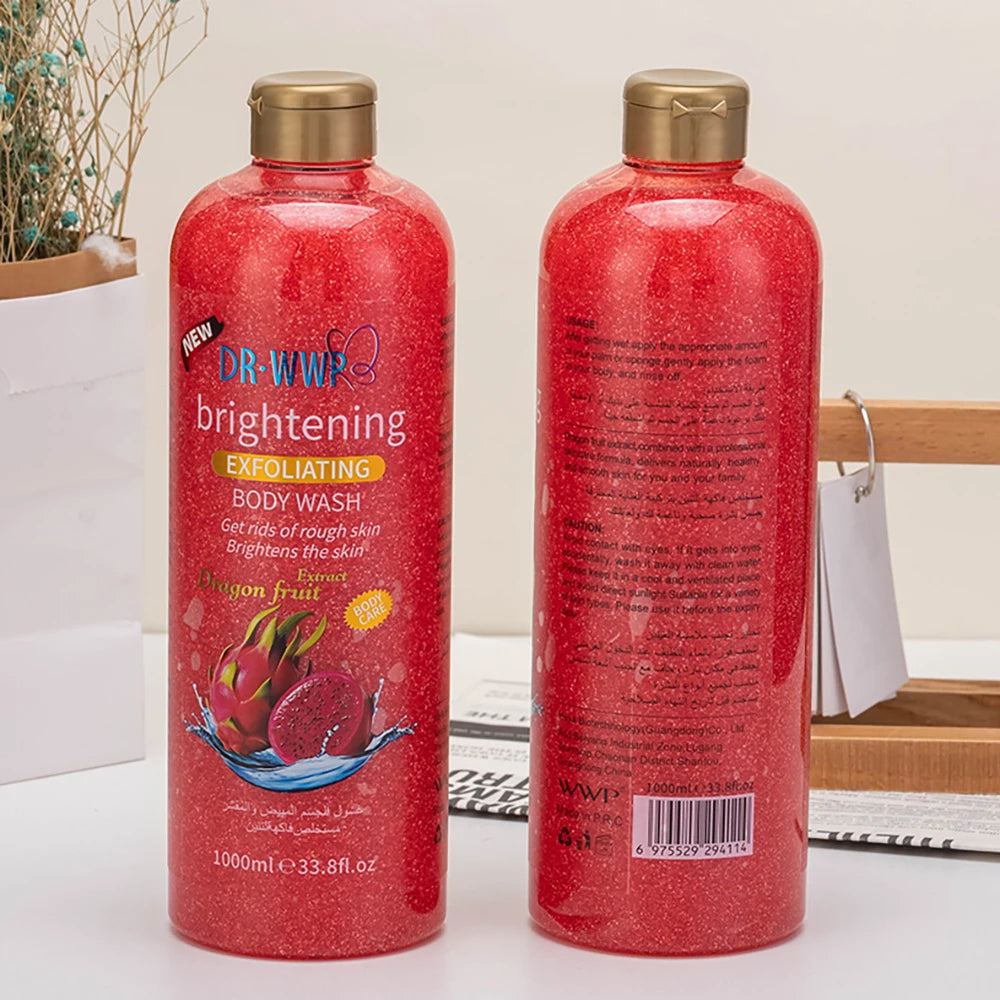 1000ml Lavender Kojic Acid AHA Shower Gel Deep Cleansing Brighten Skin Scrub Body Wash Exfoliator Body Care Fragrance Skincare