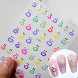 1PCS Summer Eyes 3D Jelly Nail Stickers Sausage Mouth Big Lips Smile Expression Design Self Adhesive Nail Art Stickers