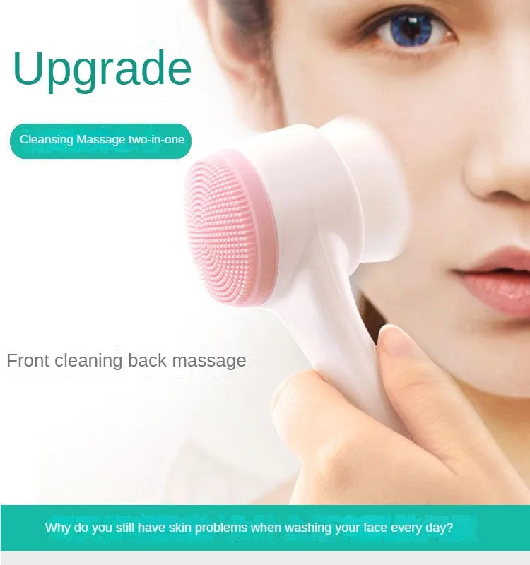 Silica Gel Facial Brush Double Sided Facial Cleanser Blackhead Removing Product Pore Cleaner Exfoliating Facial Brush Face Brush
