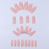 24 PCs Short French Gradient Love Nails with 1 Jelly Gel and 1 Nail File-For Girl Mother Women Gift