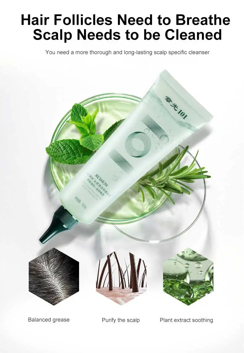 Zhangguang 101 Scalp Cleansing Gel Shampoo, Deep Hair Follicle Cleansing Liquid, Exfoliating, Oil Control, and Itching Relief Mi