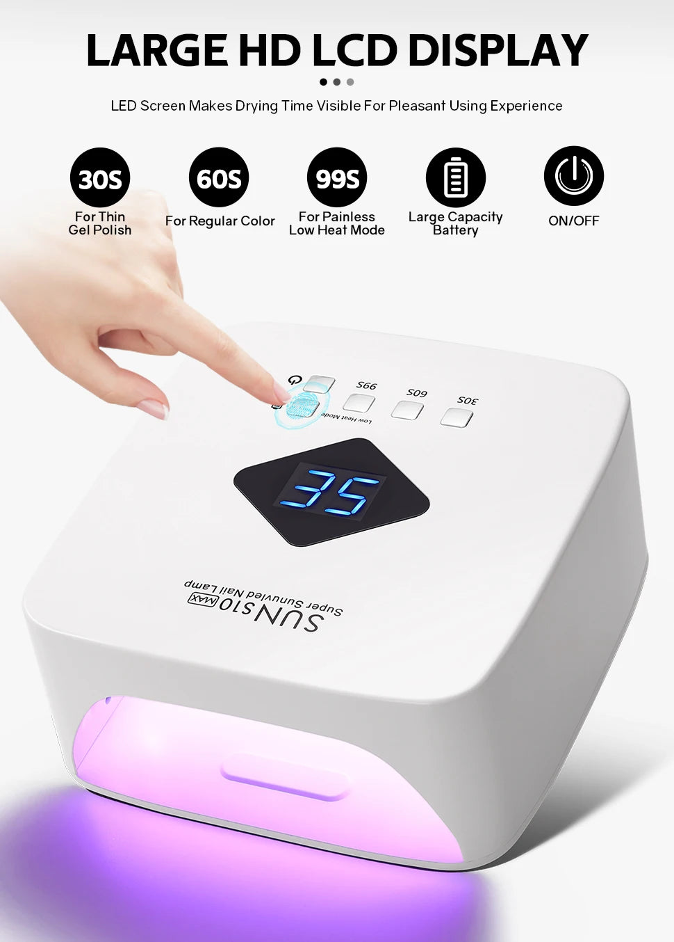 Rechargeable UV LED Nail Lamp With Automatic Sensing 30LEDS Cordless Nail Dryer for Curing Gel Polish Professional Manicure Tool
