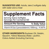 Vitamin B12 - for Mood, Brain, Nervous System, Energy, Metabolism, Relieve Fatigue, Heart Health