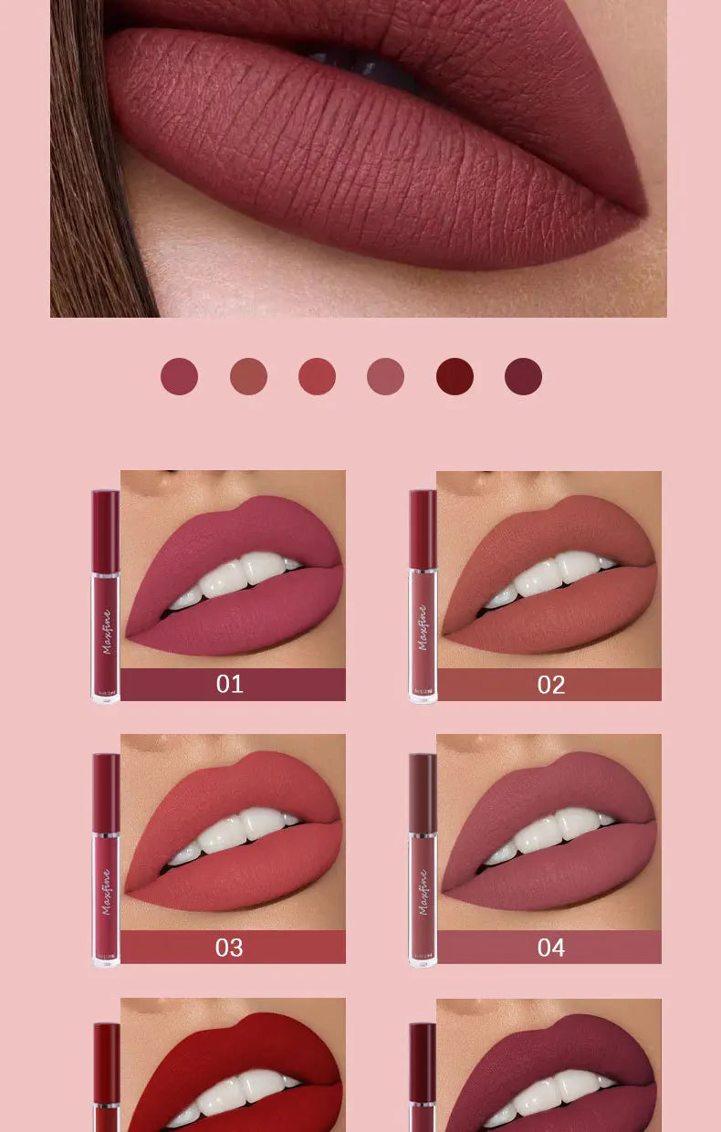 Matte Lip Gloss Set 6 Color Lipstick Smooth And Lasting Display Lip Gloss Waterproof Moisturizing Lipstick Holiday Gift Box Set