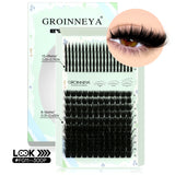 GROINNEYA Lash Clusters Kit Spikes Lash Individuals Eyelash Clusters D-Curly Lash Clusters Kit with Bond and Seal Makeup