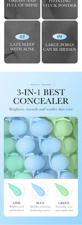 Face Makeup Primer Tri-color Cream Contour Color Isolation Waterproof Makeup Foundation Natural Makeup Base Cream 40g