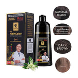 3 in 1 Black Hair Dye Shampoo for Gray Hair Home Herbal Hair Coloring Cream for Men Women Cover White Nourishing Formula 500ml