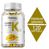 Vitamin K2 MK-7 Supplement - Supports Bone Density, Teeth, Skin, Heart Health and Immunity