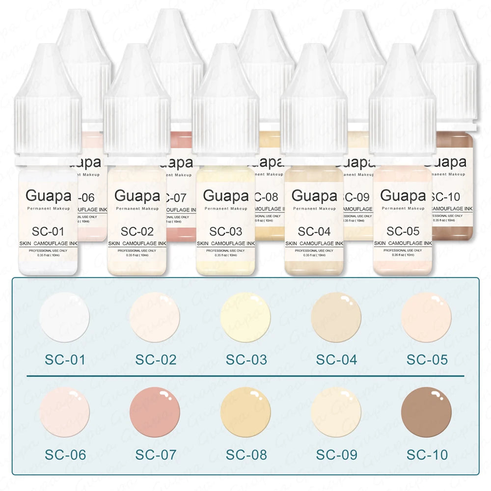Guapa 10ml Permanent Makeup Ink Stretch Mark Camouflage Pigments Skin Tone Scar Camouflage Tattoo Ink for Restore Skin Tone