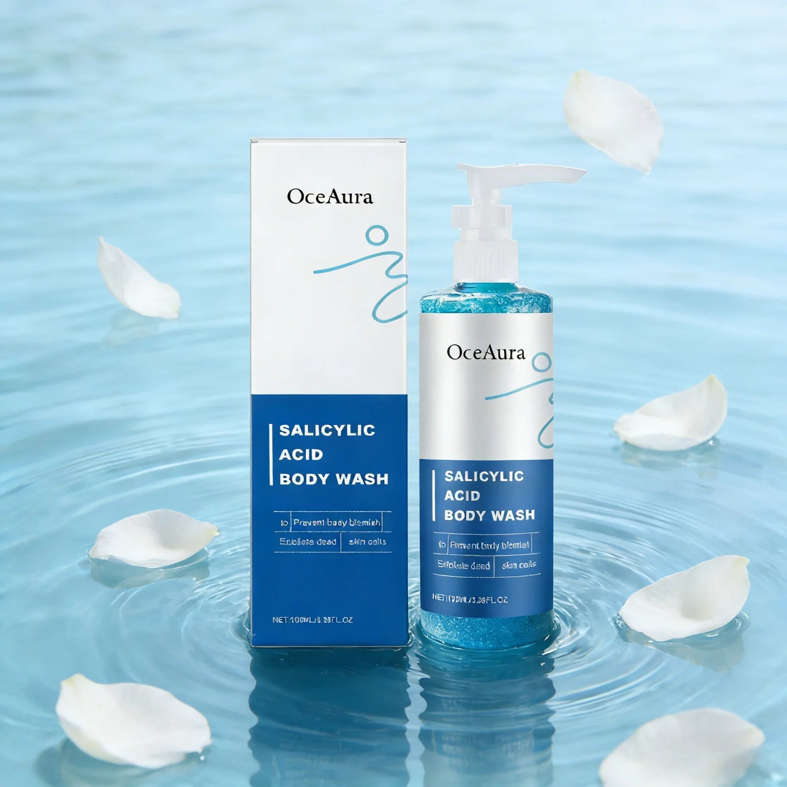 OceAura Salicylic Acid Shower Gel Professional Skin Cleaning Oil Control Smooth Body Blemish Remover Exfoliating Body Wash 100ml