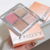 Four Color Glitter Highlighter Powder Palette Diamond High Gloss Shiny High Light Bronzers Face Body Brightening Makeup Cosmetic