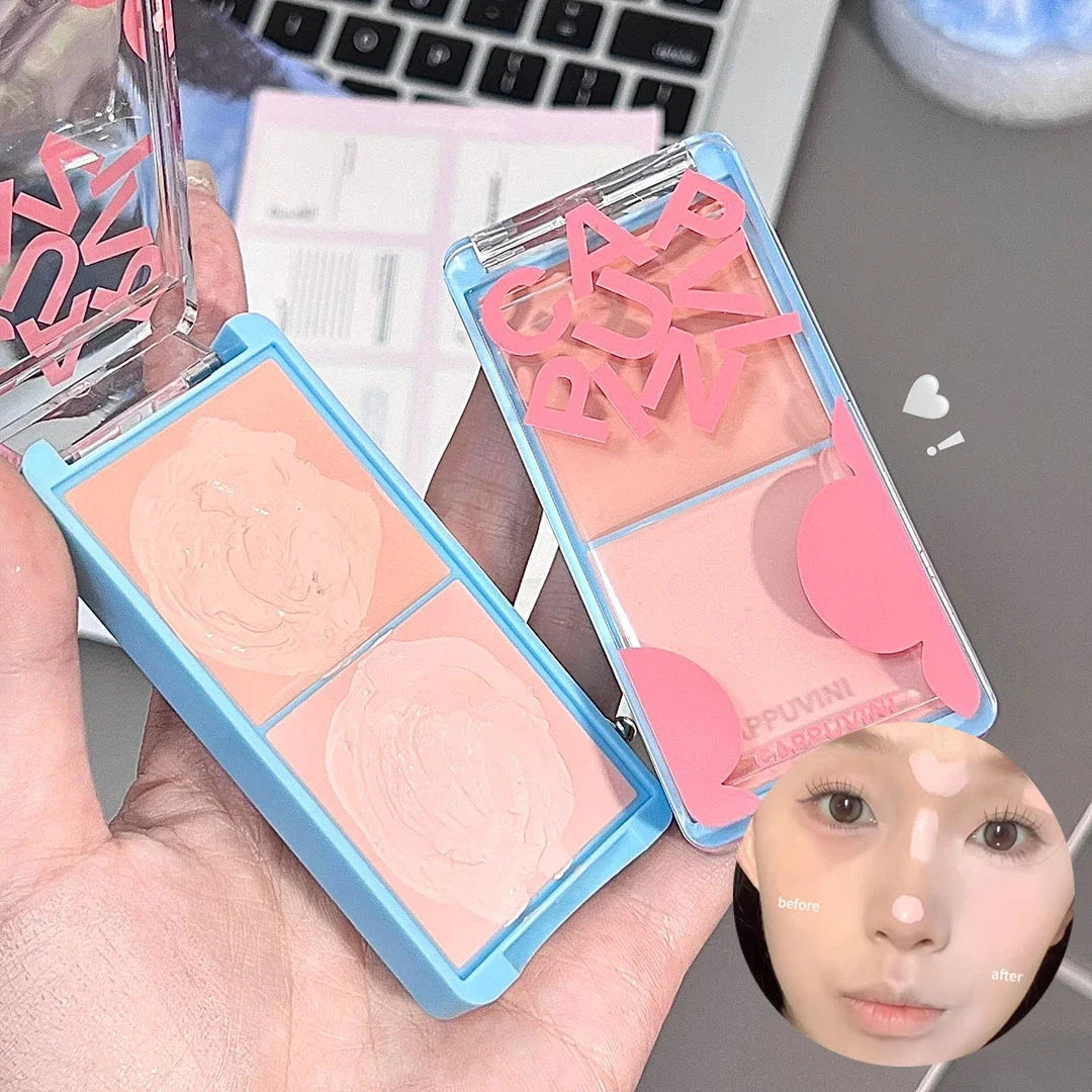 Two-tone Face Brightening Cream Pink Highlight Expansion Facial Highlighter Palette Natural Blush Moisturizing Matte Pink Rouge